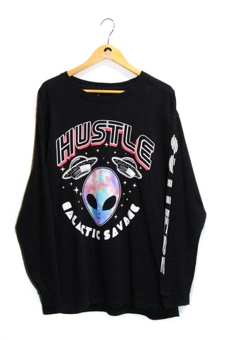 USED PRINTED DESIGN LONG SLEEVE T-SHIRT/L